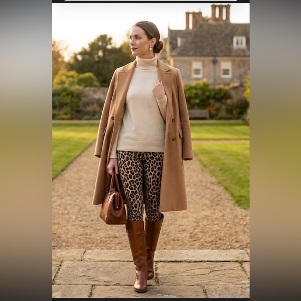 J.Crew Women 7/8 high-rise leggings in leopard Brown Black Small Size 2X #AS045